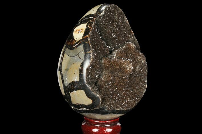 Septarian Dragon Egg Geode - Black Crystals #98853